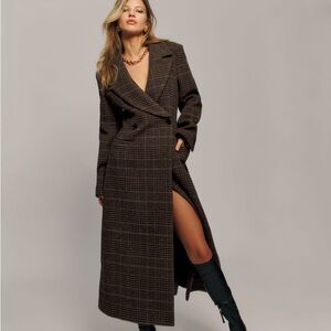 Reformation Oscar Nipped Waist Coat- Brown Plaid